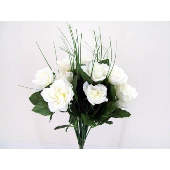 Artificial Rose Bush Cream 40cm Artificial Flowers